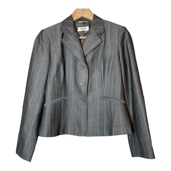 Talbots Blazer Gray Pinstripe Viscose 
Mohair Wool Blend 2P Petite - Picture 1 of 7
